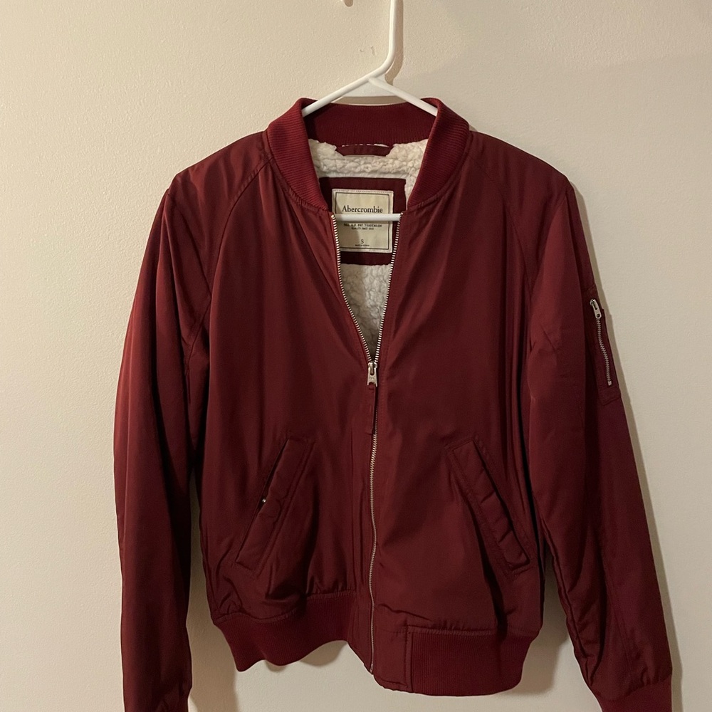 Abercrombie Maroon Bomber Jacket